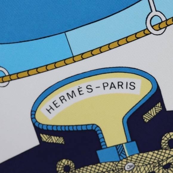 HERMES Carre 90 Scarf ""circus"" Silk Blue Auth fm3437 - Picture 13 of 16